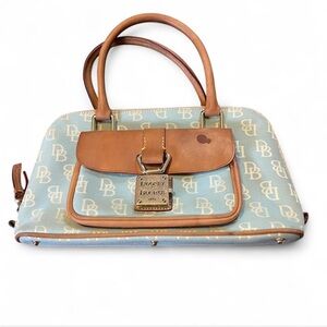 Dooney & Bourke Light Blue and Brown Satchel